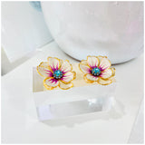 Handmade & Hand Painted 18K Gold Plated Earrings with Glass Stones