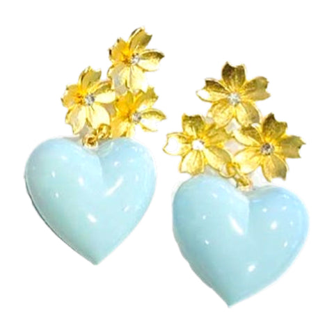 Handmade & Hand Painted 18K Gold Plated Earrings with Glass Stones