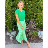 Green Pleated Barcelona Dress & Sweater Set (sold together)
