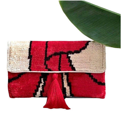 Handmade Silk Velvet Red Bow Bag with Optional Chain