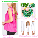 Troop Palm Springs Pink & Green Palm Leaf Tassel Bag