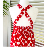 Red Daisy Ruched Strap Cotton Annabelle Dress