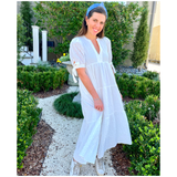 White Ribbon Sleeve Textured Olivia Dress