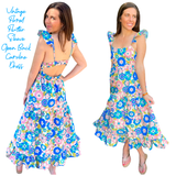 Vintage Floral Flutter Sleeve Open Back Caroline Dress