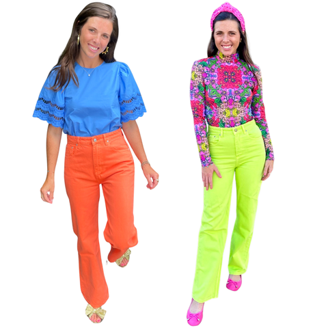 Lime or Tangerine High Waisted Della Jeans