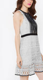 Grey and Black Sleeveless Lace Detail Dress