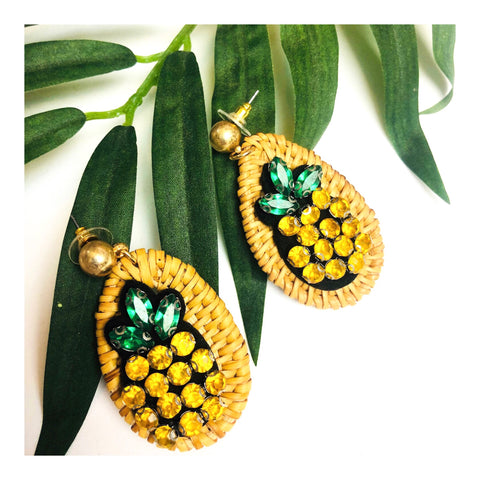 Basketweave Beaded Pineapple Earrings