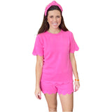 Pink Scalloped Knit Lucile Short Set (sold together)