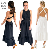 Black Crisscross Poplin Selina Dress