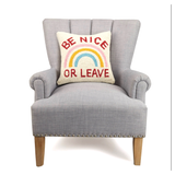 Be Nice or Leave 16” Wool Hook Pillow with Velvet Back