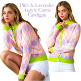 Pink & Lavender Argyle Carrie Cardigan