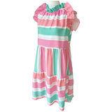 Pink & Green Ruffle Trim Lauren Dress