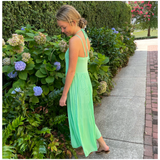 Green Pleated Barcelona Dress & Sweater Set (sold together)