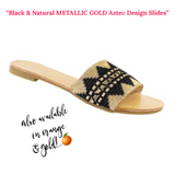 Black & Natural METALLIC GOLD Aztec Design Slides