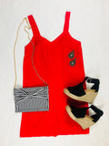 Tomato Red Button Strap Dress