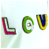 White Bead Embroidered LOVE Sweatshirt