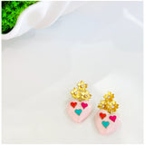Handmade & Hand Painted 18K Gold Plated Earrings with Glass Stones