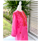 Pink & Orange Hand Embroidered Kiawah Dress