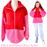 Pink & Red Fleece Cherry Jacket