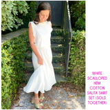 White Scalloped Hem Salita Skirt Set (sold together)