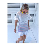 Smocked Rainbow Stripe Ruffle Hem Skirt OR Top