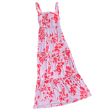 Pink & Red Cherry Blossom Bow Back Dress