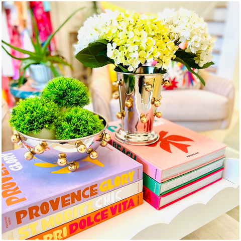 Handmade Silver Metal Bowl & Vase with Gold Ball  Detail