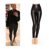 Black Faux LEATHER High Waisted Leggings