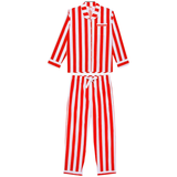 Red White Stripe Poplin Cotton Braddock pJ Set with Pockets & Piping