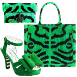 Hand Woven Silk Velvet Ikat Green Tiger Bags