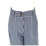 Blue Sailor Stripe Cropped Woven Pants