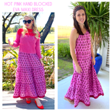 Hot Pink Hand Blocked Eva Maxi Dress