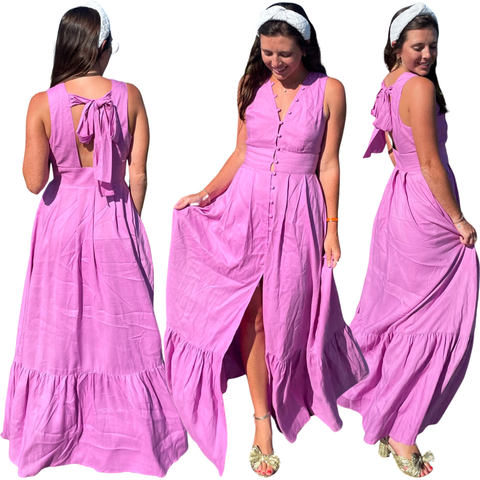 Orchid Linen & Cotton Bow Back Como Dress
