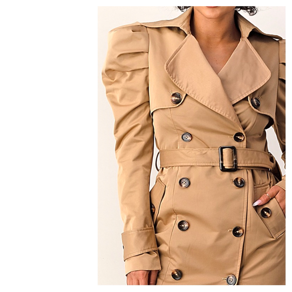 Puff sleeve trench deals coat