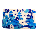 Hand Beaded Blue Chinoiserie Bag with Optional Chain
