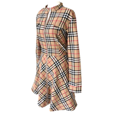 Camel Plaid Fit & Flare Logan Dress