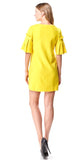 Yellow OR Aqua Pleated Bell Sleeve Shift Dress