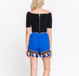Royal Blue Shorts with Black & White Tassels (Matching Top Sold Separately)