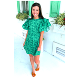 Double Ruffle Sleeve Floral Wear Your Greens Dress