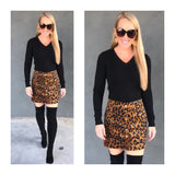Leopard Corduroy Button Down Skirt