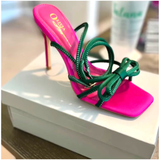 Pink & Kelly Green Gemma Bow Heels