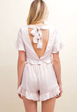 Blush Ruffle Hem Top with Open Bow Back