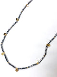 Graphite Grey 32” Druzy Multi Gold Charm Necklace