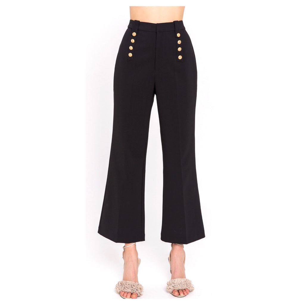 High Waisted Cropped Flare Pants with Sailor Shank Button Front AND ...