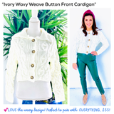Ivory Wavy Weave Button Front Cardigan