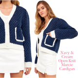 Navy & Cream Open Knit Marcie Cardigan