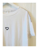 White Embroidered I Love You MAYBE Heart Tee