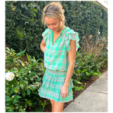 Green & Coral Smocked Layered Ruffle Cammie Dress