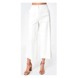 White High Waisted Cropped Flare Trouser Pants