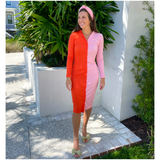 Pink & Orange Ribbed Knit Diana Dress